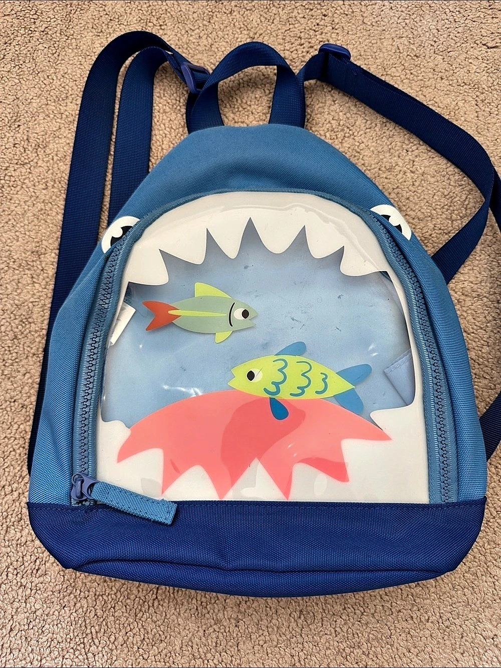 Kids Blue Fish Shark Backpack Like New